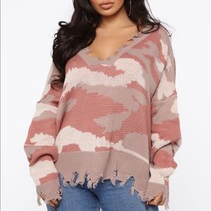 Pink Camo Slouchy Sweater